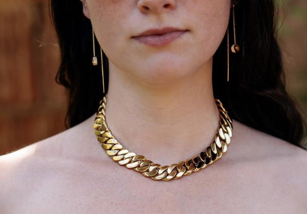 B.Tiff Gold Flat Cuban Link Necklace 16" 20"