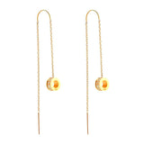 B.Tiff Thread Dangling Circle Stainless Steel Pave Earrings Silver Gold Rose Gold
