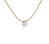 B.Tiff 2 ct Solitaire Stainless Steel Pendant Necklace Gold Silver Silver Rose Gold