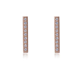 B.Tiff 9-Stone Short Bar Stainless Steel Earrings Pavé 0.02ct  Diamond Alternative