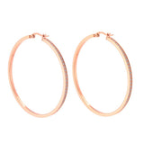 B.Tiff Pave 146-Stone Big Stainless Steel Hoop Earrings Black Gold Silver Rose Gold