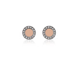 B.Tiff Pave 15-Stone Halo Set Colored Center Stainless Steel Earrings