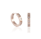 B.Tiff Pave 8-Stone Stainless Steel Hoop Earrings Black Blue Gold Silver Rose Gold