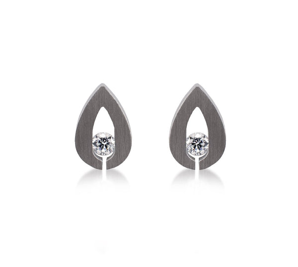 B.Tiff Drop Earrings, Stainless Steel, Goldl Tension Set with 0.20ct Diamond Alternative