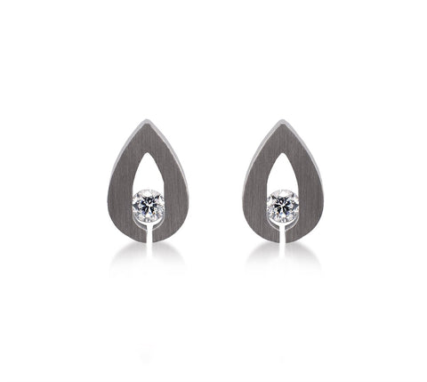 B.Tiff Drop Earrings, Stainless Steel, Goldl Tension Set with 0.20ct Diamond Alternative