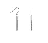 B.Tiff Pave 14-Stone Dangling Black Stainless Steel Bar Earrings Diamond Alternative
