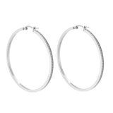 B.Tiff Pave 146-Stone Big Stainless Steel Hoop Earrings Black Gold Silver Rose Gold