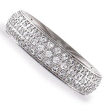 B.Tiff Three-Row Pave Stainless Steel Eternity Ring Silver Gold 4 - 10