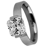 B.Tiff "The Asscher" 2 ct Cushion Cut Stainless Steel Engagement Ring Silver Black