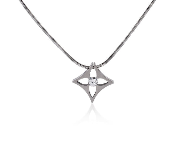 B.Tiff Floro Stainless Steel Pendant Necklace Silver Gold