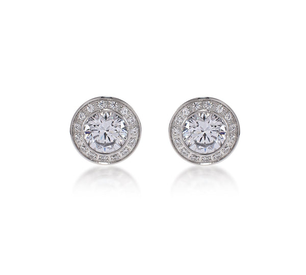 B.Tiff 1 ct Aŭreolo Stainless Steel Earrings Diamond Alternative