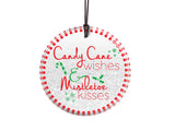 Christmas (Candy Cane Wishes and Mistletoe Kisses) Starfire Prints™ Hanging Glass