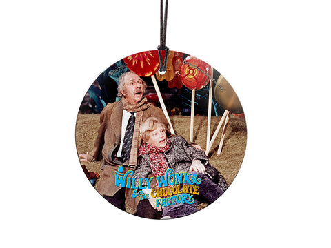 Willy Wonka and the Chocolate Factory™ (Charlie and Grandpa Joe) Starfire Prints™ Hanging Glass Decoration