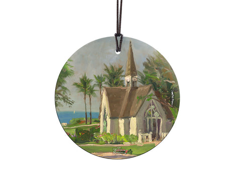 Thomas Kinkade (Wailea Chapel, Hawaii) Starfire Prints™ Hanging Glass Decoration