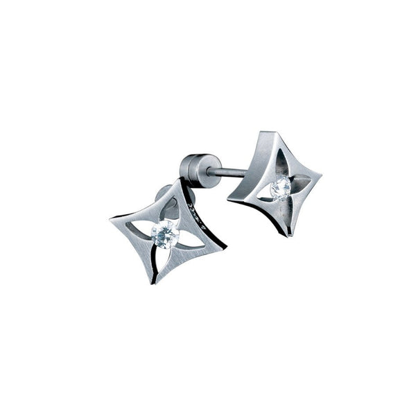 B.Tiff Floro Stainless Steel Earrings Tension Set with 0.10ct Diamond Alternative