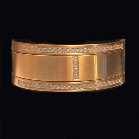 BTiff Signity Star Brighter than Diamond Gold Steel Pave 3 Bangle Bracelets Triple Stack