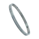 BTiff Brighter than Diamond Stainless Steel Pave 2 Bangle Bracelets Double Stack