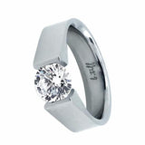 B.Tiff 2 ct Round Stainless Steel Solitaire Engagement Tension Set Ring Sizes 4 -10