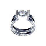 Btiff Star Brighter than Diamond Tension Set Elegant Ring  2 Ct Round Solitaire Interlocking Engagement Ring