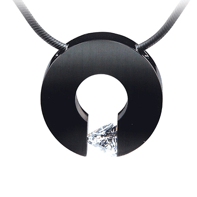 B.Tiff Triangle Cut Malfinia Black Anodized Stainless Steel Pendant Necklace