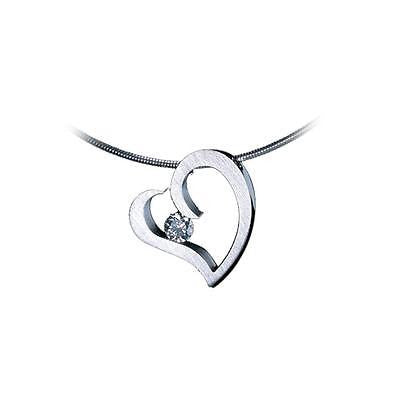 BTiff Signity Star Brighter than Diamond Tension Set Steel Heart Pendant with Necklace