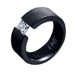 B.Tiff Anodized Titanium Tension Set Princess Cut Solitaire 1Ct Ring