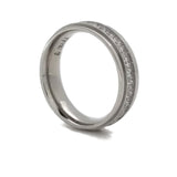 B.Tiff .02 ct Center Row Wide Stainless Steel Pave Eternity Ring Stainless Steel