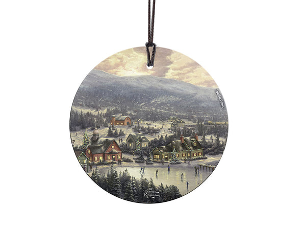 Thomas Kinkade (Sunset on Snowflake Lake) Starfire Prints™ Hanging Glass Decoration