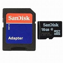 SanDisk MicroSD / MicroSDHC 16GB Memory w/ SD Adapter