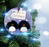 Christmas Collection (Penguins 1st Christmas) StarFire Prints Hanging Glass Ornament