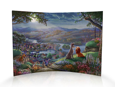 Disney (Lady and the Tramp Falling in Love) Curved Acrylic Print