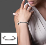 B.Tiff Edge Hexagon Bangle Bracelet Surgical Stainless Steel Sizes Small Medium Large