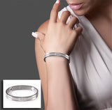 B.Tiff Pavé Row Harmony Stainless Steel Diamond Alternative Bangle Bracelet Sizes Small Medium Large