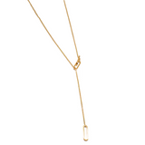 B.Tiff Rolo Thin Adjustable Chain Necklace with Paperclip Links Stainless Steel, Gold