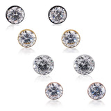 B.Tiff 1 ct Solitaire Stud Stainless Steel Earrings Gold Black Silver Rose Gold
