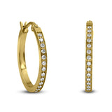 B.Tiff Pave 28-Stone Classic Small Hoop Stainless Steel Earrings Silver Gold Blue
