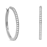 B.Tiff Pave 42-Stone Classic Medium Stainless Steel Hoop Earrings Silver Blue Gold