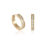 B.Tiff Pave 20-Stone Stainless Steel Hoop Earrings Silver Gold Rose Gold