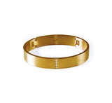 B.Tiff 4-Stone Wide Stainless Steel Bangle Bracelet Rose Gold, Gold, Black, Steel, Small, Med, Large