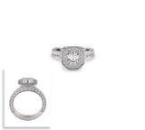 B.Tiff Aŭreolo II 1 ct Stainless Steel Cushion Cut Halo Engagement Ring 2.5Ct Total Ring