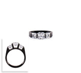 B.Tiff 3-Stone Cushion Cut Stainless Steel Engagement Ring Tension Set Silver Black Rose Gold