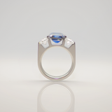 B.Tiff 3-Stone 3 ct Blue Emerald Cut Engagement Ring