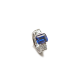 B.Tiff 3-Stone 3 ct Blue Emerald Cut Engagement Ring