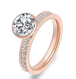B.Tiff 2 Ct Eternity Classic Solitaire Pave Engagement Ring Stainless Steel Gold Rose Gold