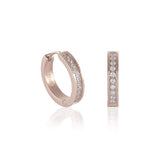 B.Tiff Pave 20-Stone Stainless Steel Hoop Earrings Silver Gold Rose Gold