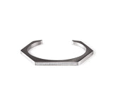 B.Tiff Edge Pave Hexagon Bangle Bracelet Diamond Alternative Surgical Stainless Steel Sizes Small Medium Large