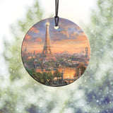 Thomas Kinkade (Paris, City of Love, Eiffel Tower, France) Starfire Prints™ Hanging Glass Decoration