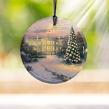 Thomas Kinkade (The Lights of Liberty, White House Christmas) Starfire Prints™ Hanging Glass Decoration