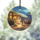 Thomas Kinkade (The Nativity, birth of Jesus) Starfire Prints™ Hanging Glass Decoration
