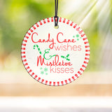 Christmas (Candy Cane Wishes and Mistletoe Kisses) Starfire Prints™ Hanging Glass